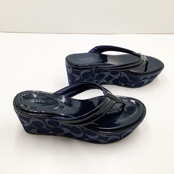 {COACH}Nella Navy Patent Wedge - Picture 15 of 15
